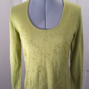 Nouveau Green Sweater Size Small with Embellishments